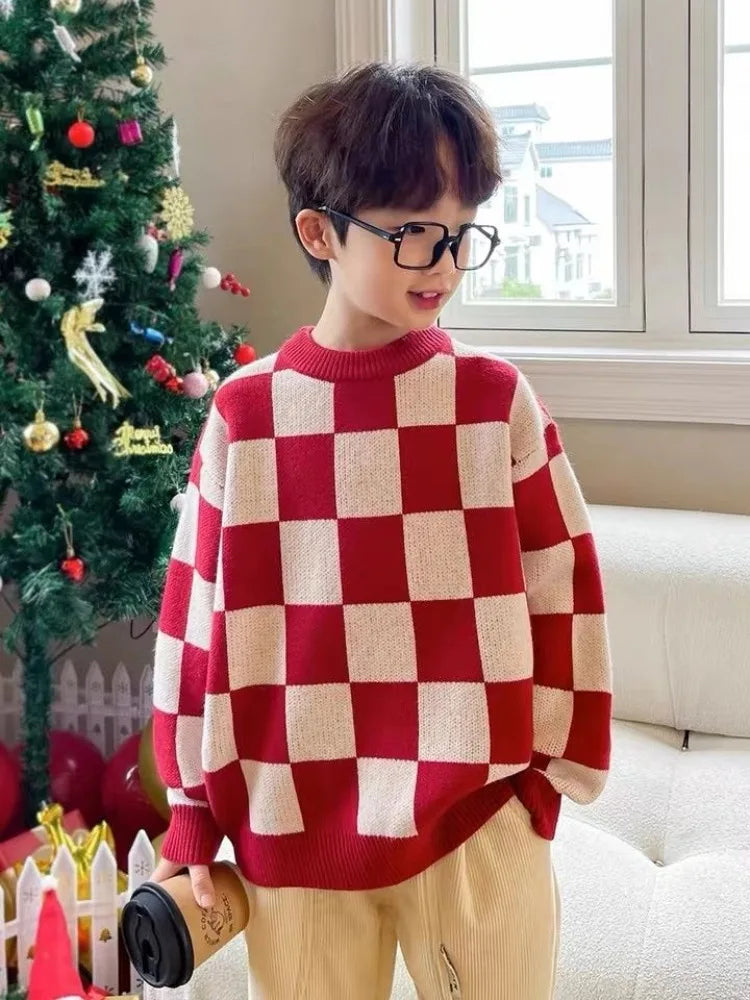2025 New Kids' Autumn Winter Sweater Unisex Knitwear Warmth Korean Style Stylish New Year's Gift Premium Quality
