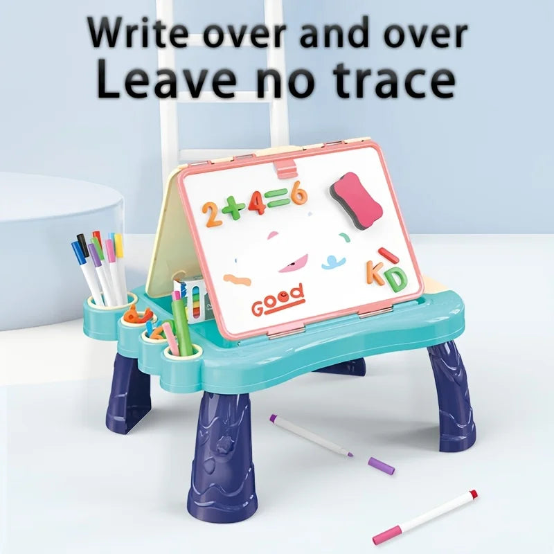 Table Art Easel for Kids Double Sided Foldable Tabletop Drawing Easels Chalkboard Desk with Graffiti Board Game Accessories