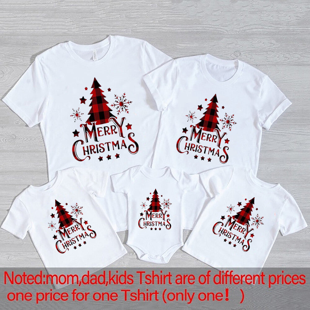Family Christmas Matching Outfits Xmas Party Gifts Clothes Mother Father Daughter Son T-shirt + Baby Bodysuit Casual Family Look