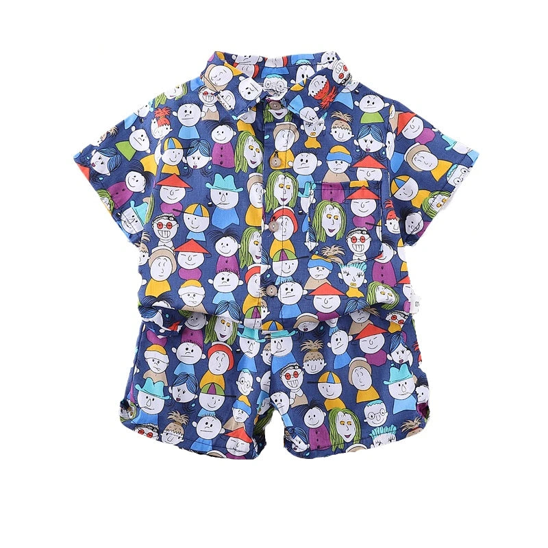 New Summer Baby Clothes Suit Children Boys Shirt Shorts 2Pcs/Sets Toddler Clothing Infant Casual Cartoon Costume Kids Tracksuits