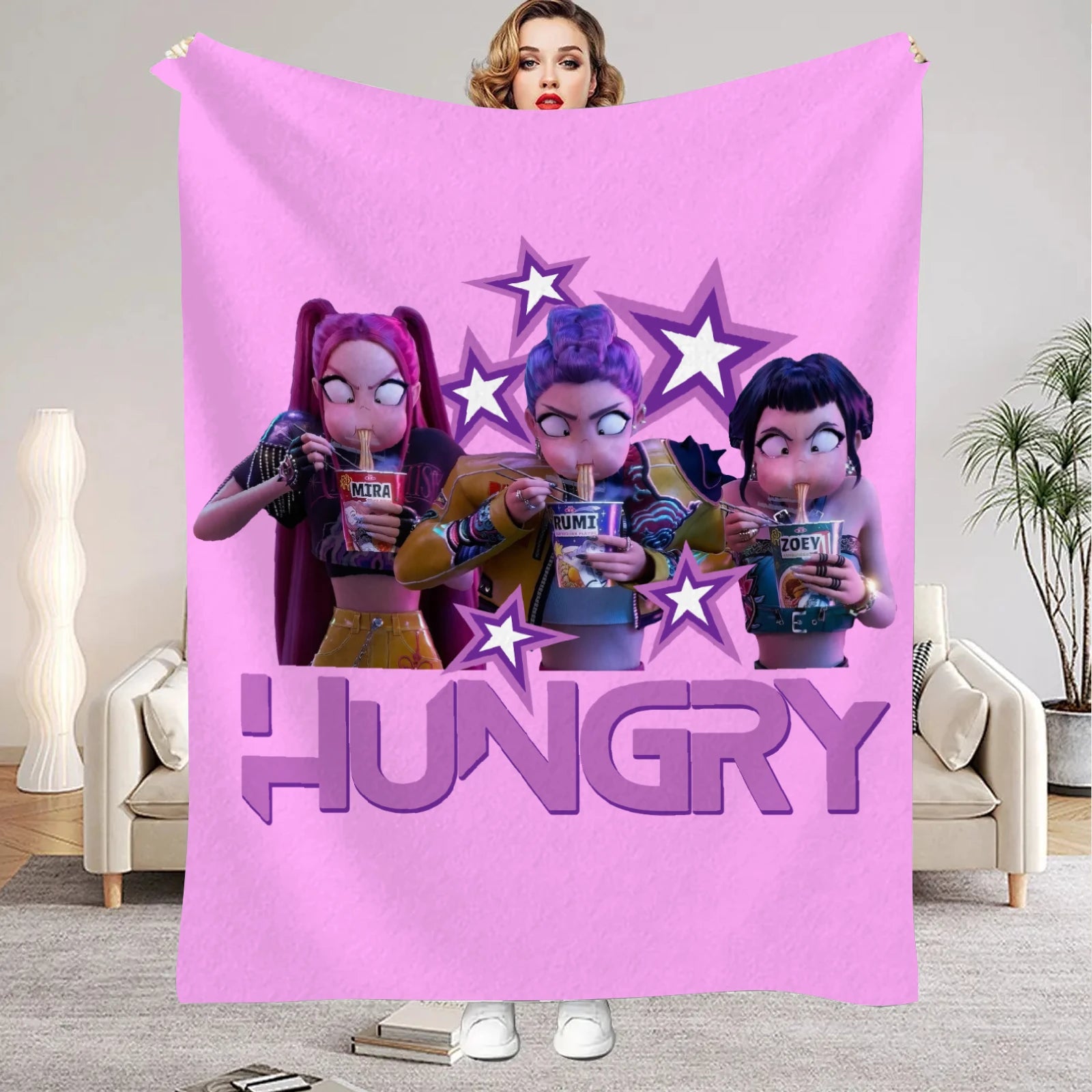kpop Demon Hunters Huntrix Blankets Quality Soft Warm Throw Blanket Winter Kids Couch Bed Fluffy Bedspread