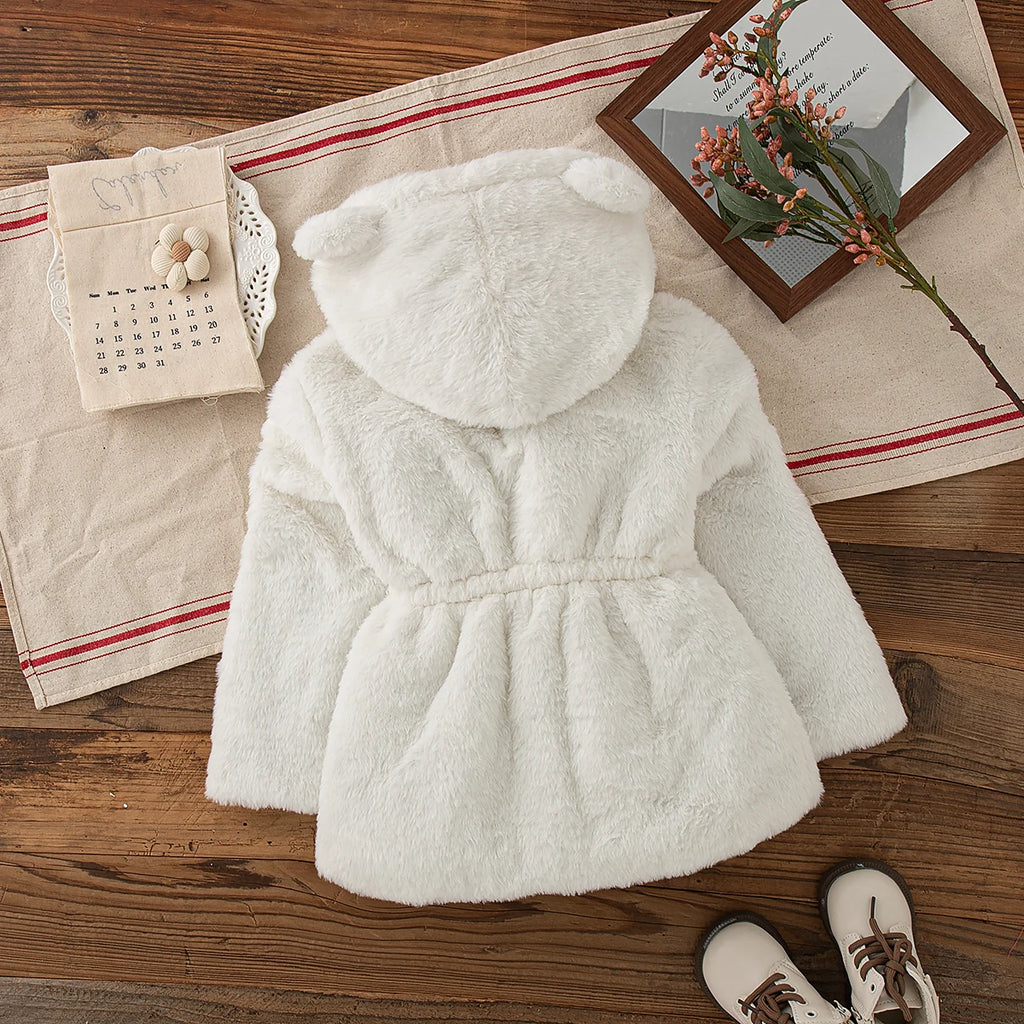 Winter New Thick And Warm Baby Girl Coat, Simple Solid Color Children'S Clothing Suitable For Babies With A Height Of 90-140cm