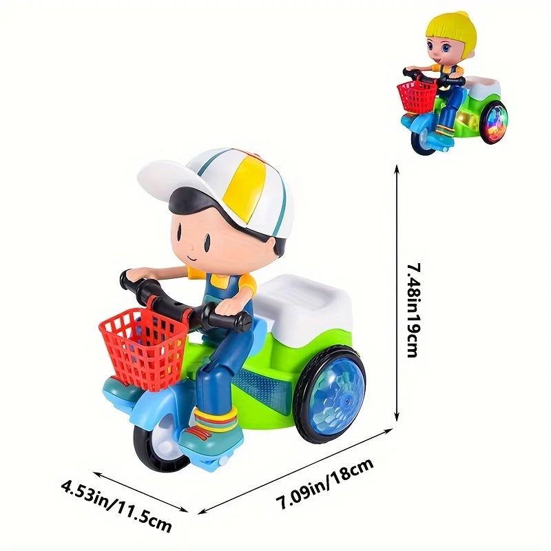 Robot Toys for Kids Spinning Stunt Car Toys Dancing Electric Trike Kids Motorcycle Cartoon Toy Interactive Toy with Music Light