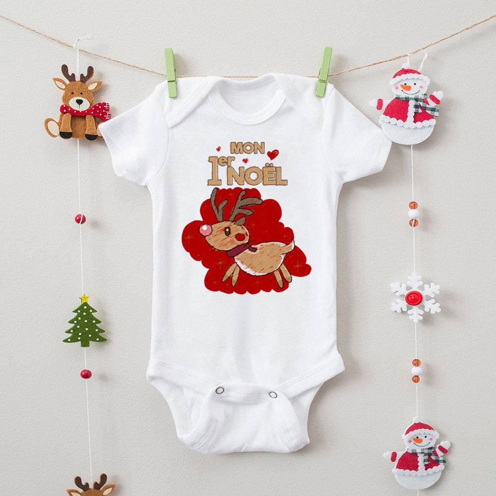First Christmas Newborn Bodysuit Body Baby Clothes Kids Playsuit Xmas Party Gift Boys Girls Rompers Short Sleeve Infant Jumpsuit