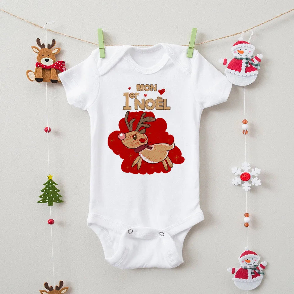 First Christmas Newborn Bodysuit Body Baby Clothes Kids Playsuit Xmas Party Gift Boys Girls Rompers Short Sleeve Infant Jumpsuit
