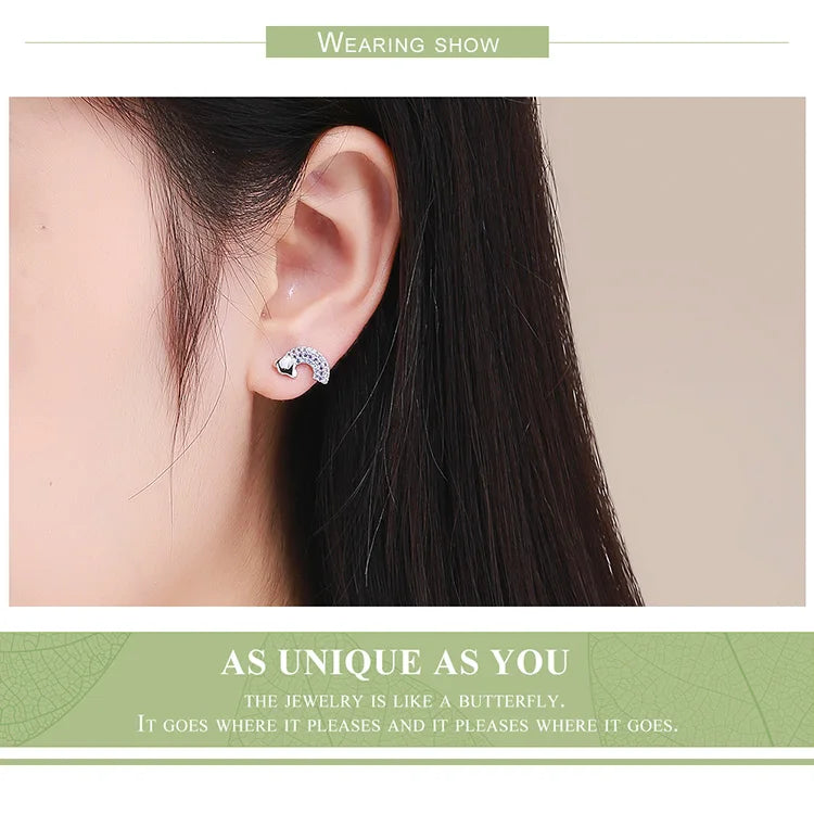 Bamoer 925 Sterling Silver Luxury Girl Earrings Rainbow Butterfy Cute Fancy Funny Ear Stud Original for Women Party Fine Jewelry