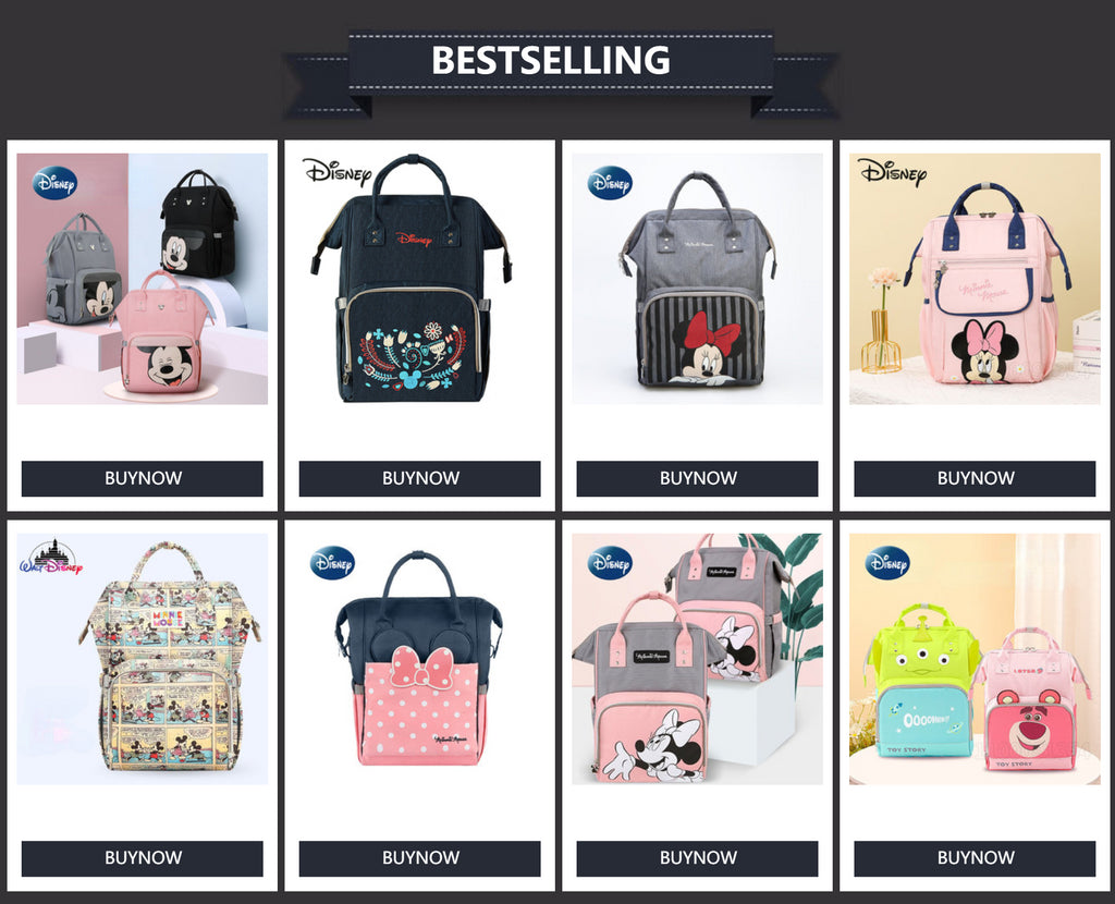 Disney Mickey Original New Diaper Bag Backpack Luxury Brand Baby Diaper Bag Large Capacity Multi-function Cartoon Baby Bag