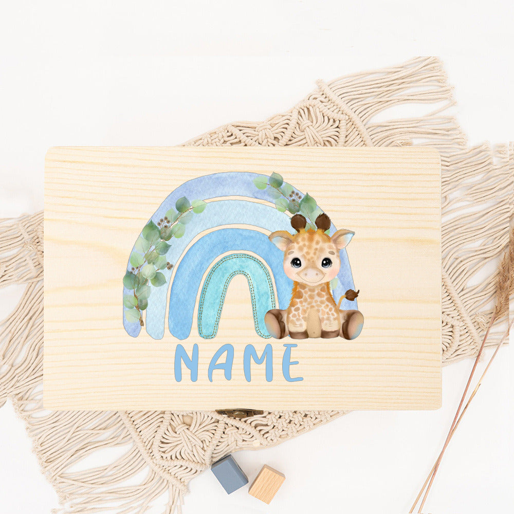Personalised Forest Animal Rainbow Baby Memory Box Custom Wooden Box Newborn Shower Gift Baby Keepsake Box Umbilical Cord Box