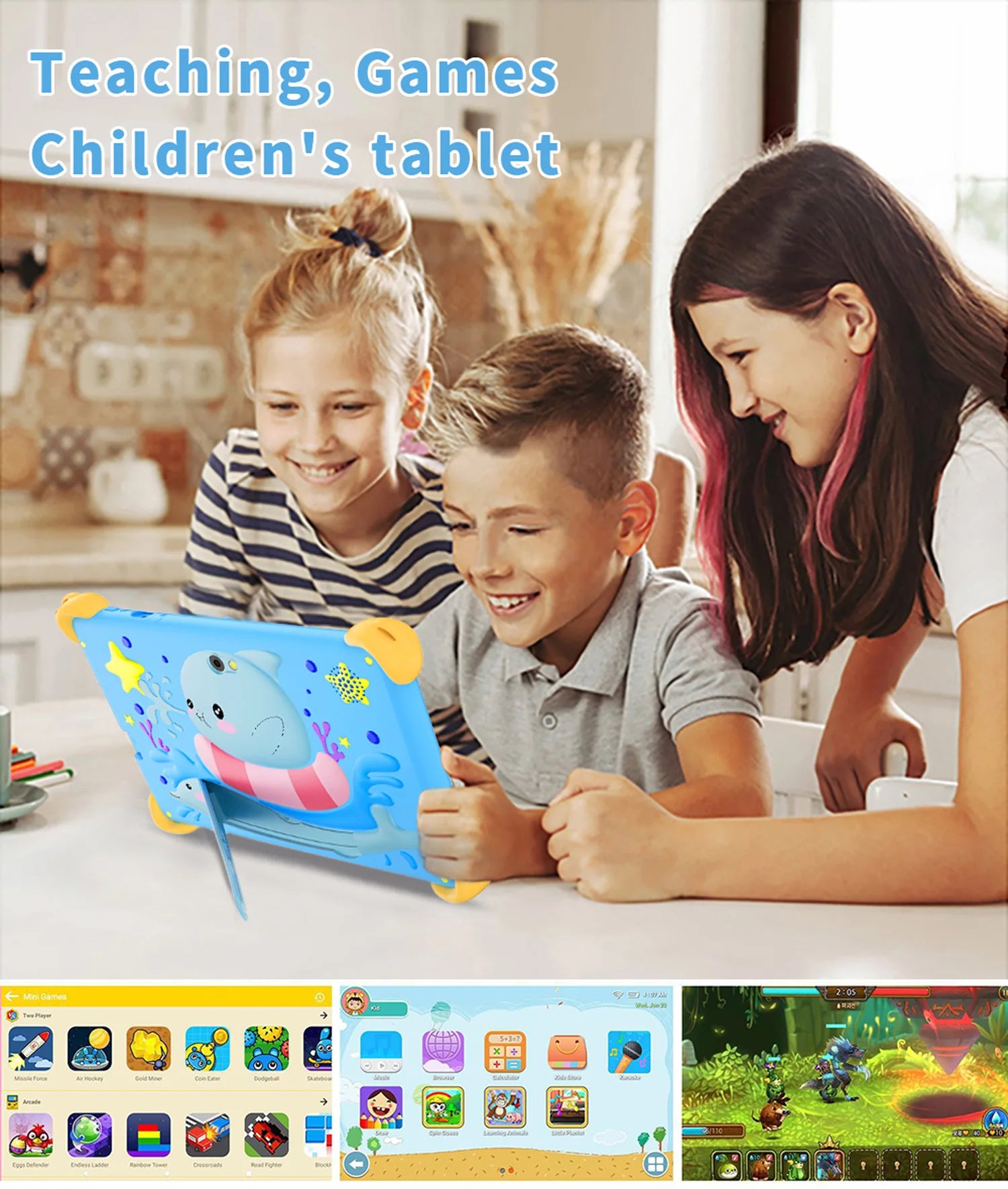 7 Inch 5G Kids' Tablet with Cartoon Pattern Android Learning Education PC with Kids-Proof Case 4000mAh Tablet