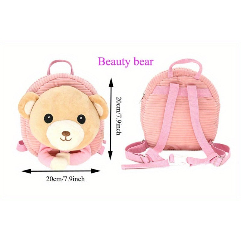 Cartoon Toddler Mini Backpack with Anti-Lost Harness, Cute Animal Backpack Safety Leash Storage Bag for Boys and Girls