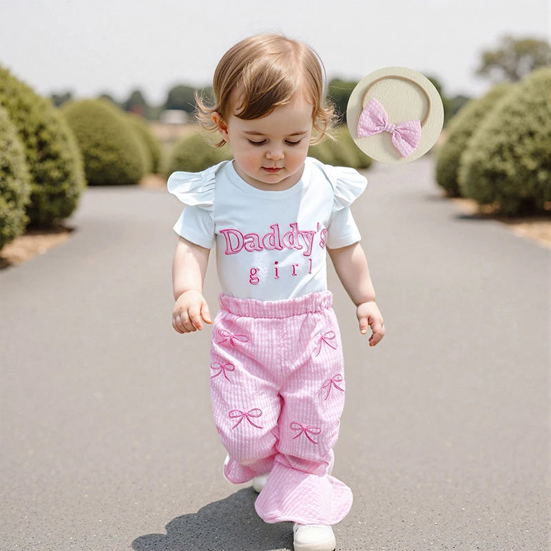 Toddler Girls 2-Piece Outfit Set with Ruffle Sleeve Floral Print Top and Denim Shorts - Summer Fashion Set for Baby Girls