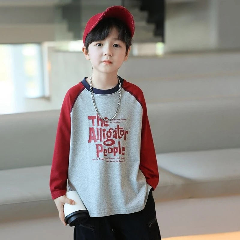 Long Sleeve T Shirt for Kids Graphic Shirts Korean Children's Clothing 2025 8 To 10 Year Old Boy Clothes Boys Cartoon Fashion