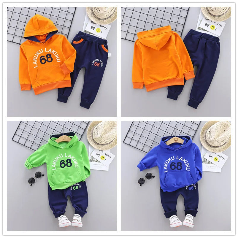 New Spring Autumn Baby Girl Clothes Children Boys Cotton Letter Hoodies Pants 2Piece Set Toddler Fashion Costume Kids Tracksuits