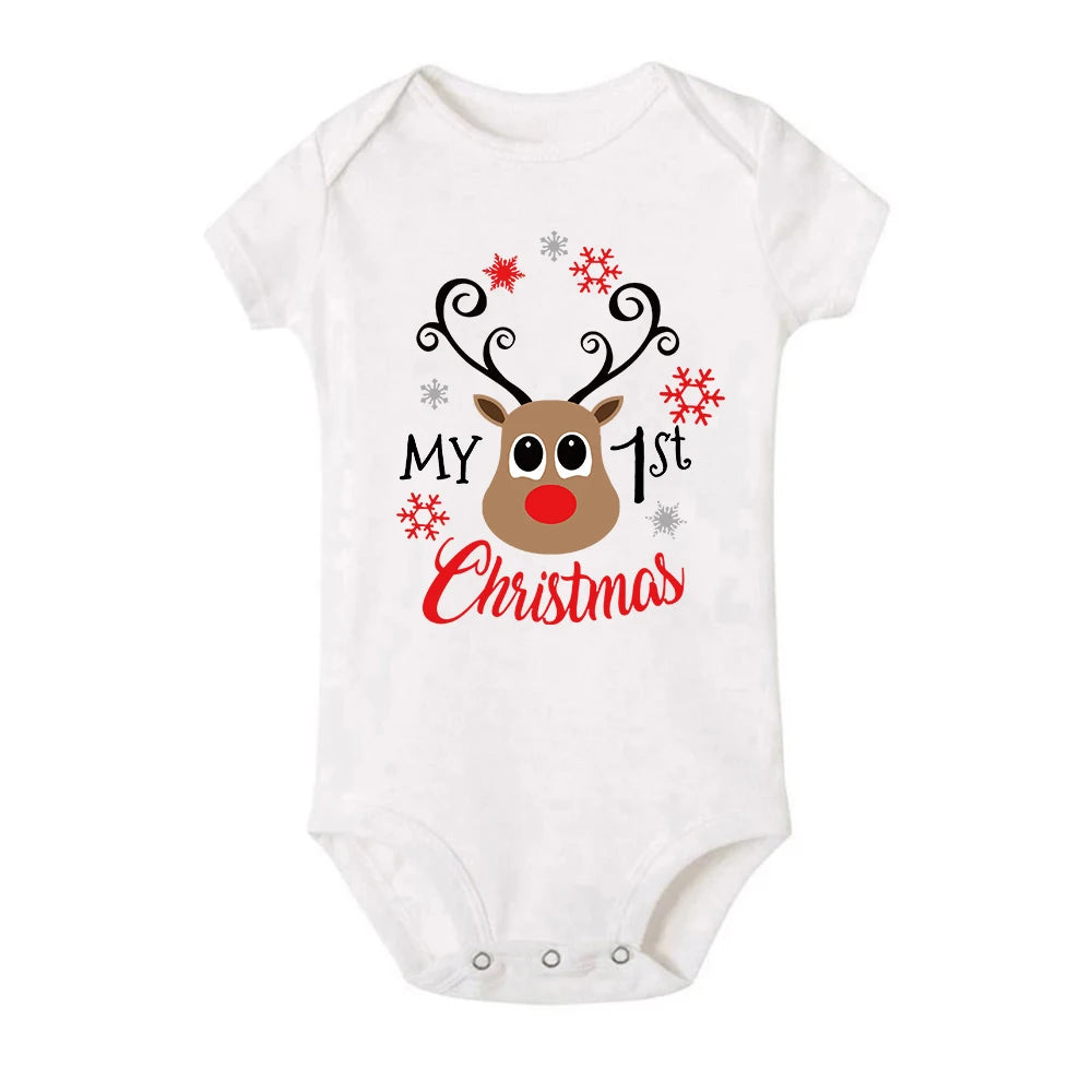 It Is My First Christmas Baby Short Sleeve Romper Toddler Baby Boy Girl Clothes Outfit Bodysuit Newborn Ropa Xmas Best Gifts