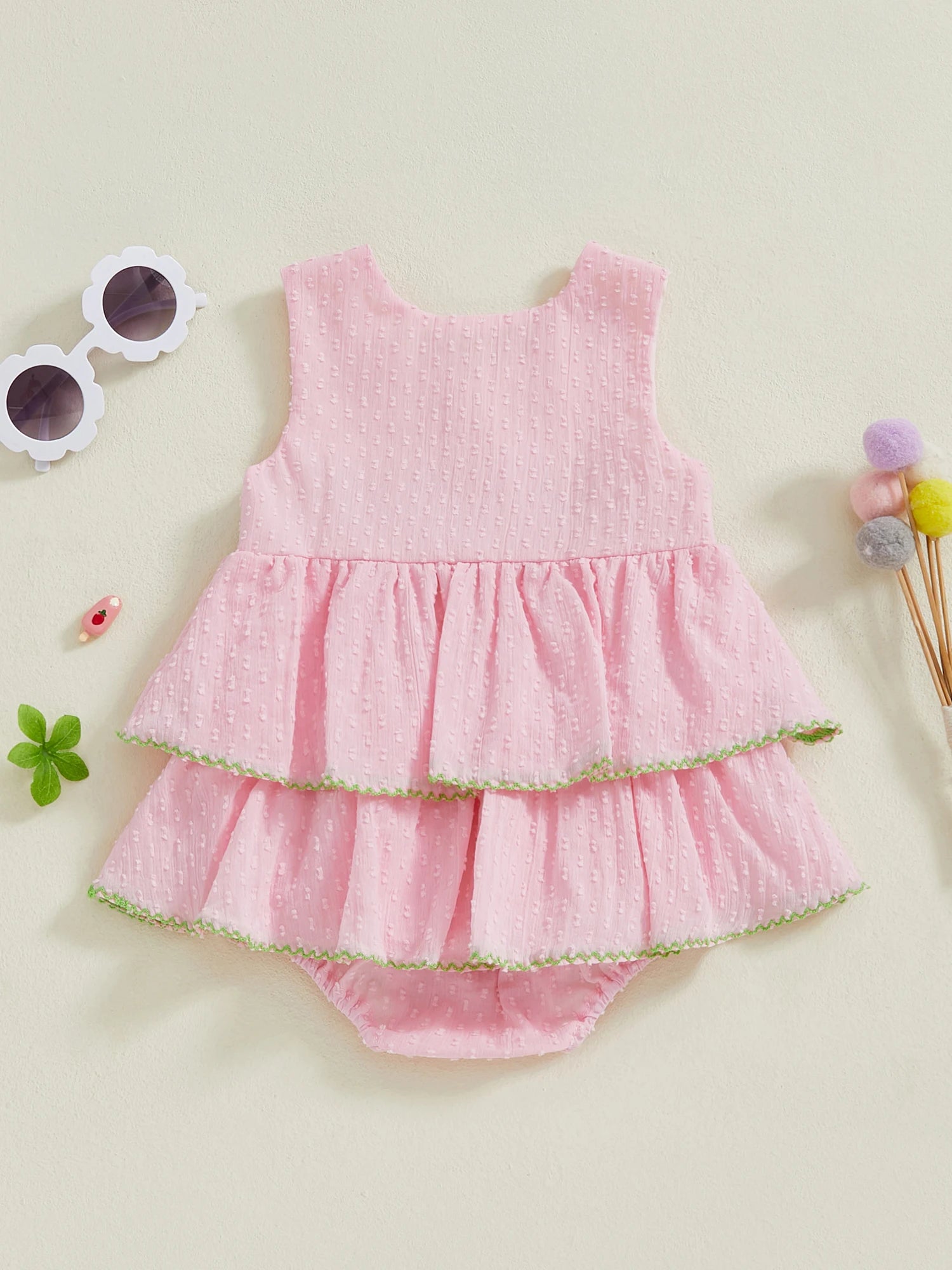 Infant Floral Print Sleeveless Romper Dress with Ruffle Detail and Bow Tie Newborn Summer Playsuit Outfit