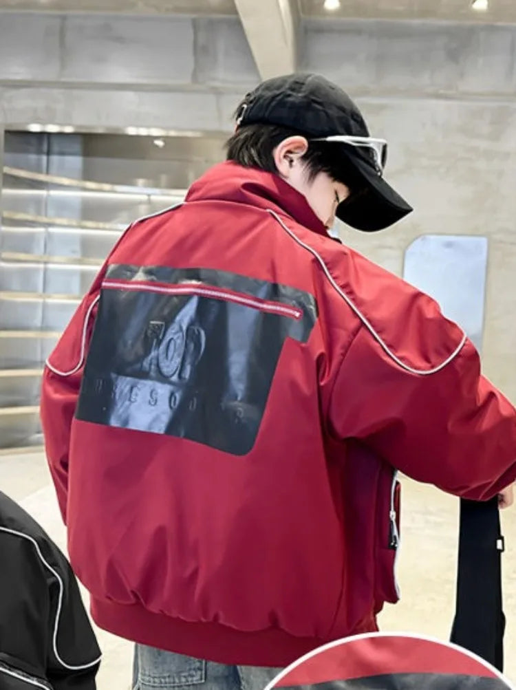 2025 New Boys' Winter Padded Quilted Windbreaker Jacket for Big Kids Waterproof Windproof Outdoor Jacket with Thermal Insulation