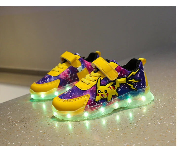 Kids'Casual Shoes Boys Rechargeable Cartoon PU Leather Spring Fashion Flat Bottom Anti-slip Yellow Size 25-36