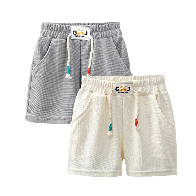 2pcs Summer Kids Shorts Boys Girls Solid Color Short Baby Solid Color Casual Pant Children Short Pant Sport Clothing Outwear