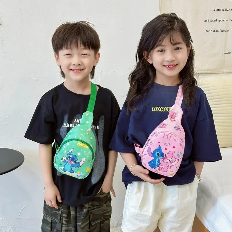 Cartoon Mini Stitch & Angel Sling Chest Bag Anime Crossbody Storage Bag Shoulder Bag Coin Purse Halloween Christmas party gift