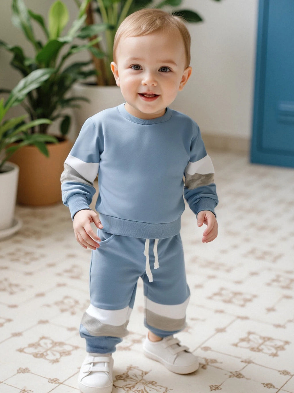 Toddler Boys Outfit Striped Hoodie with Drawstring Joggers Set Casual Long Sleeve Pullover and Elastic Waist Pants for Baby