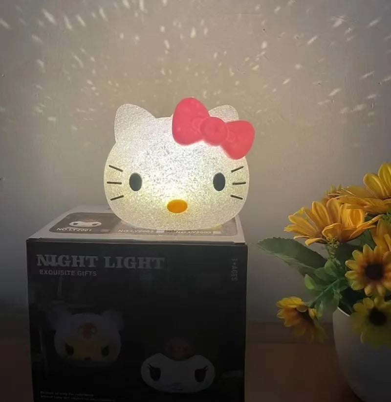 Disney Stitch Particle Projection Night Light Cartoon Hello Kitty Kuromi 3D Doll Reading Lamp Creative Desk Lamp Kids Gifts