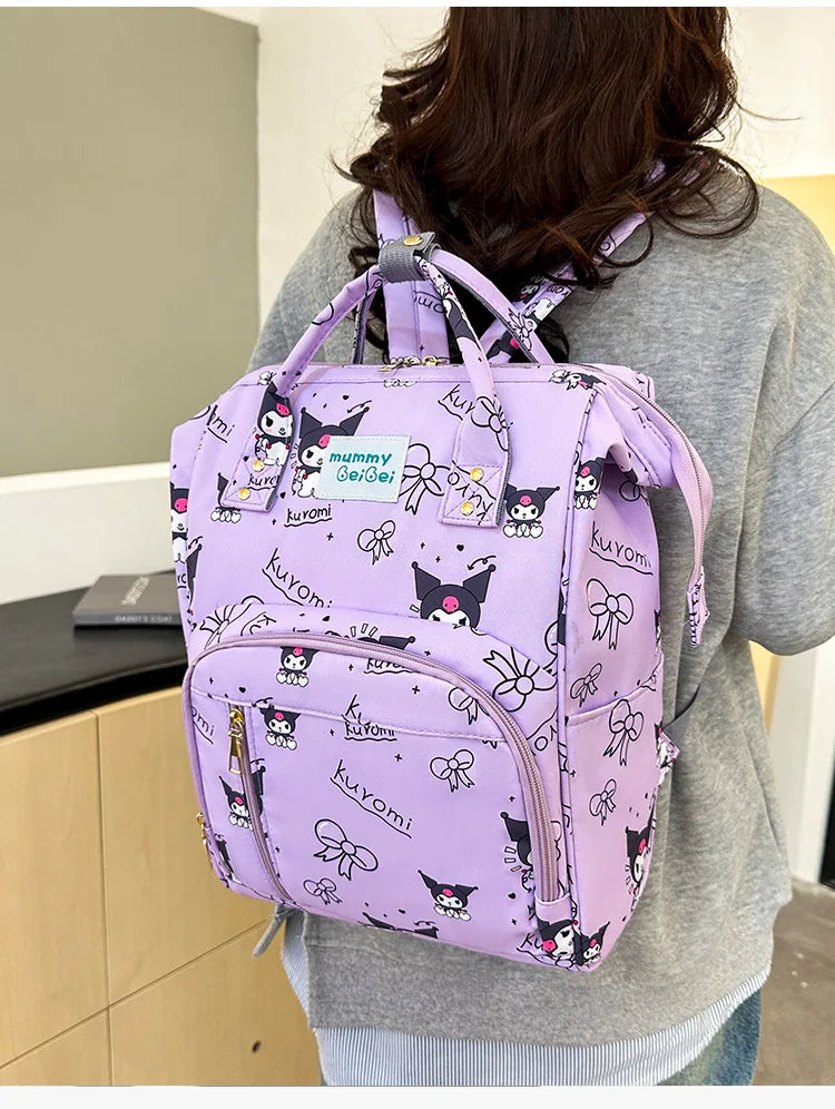 Kuromi New Diaper Bag Backpack Cartoon Cute Baby Diaper Bag Backpack Multifunctional Fashion Lightweight Baby Bag Large Capacity