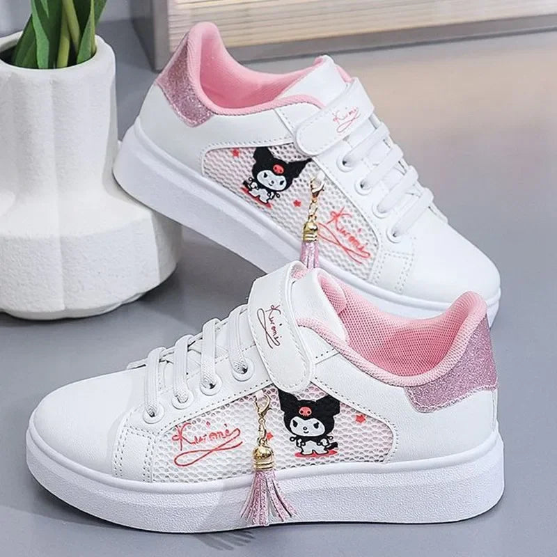 Sanrio hello kitty  spring autumn non-slip net shoes girl casual shoes cartoon board shoes kuromi sports shoes cute Sneakers