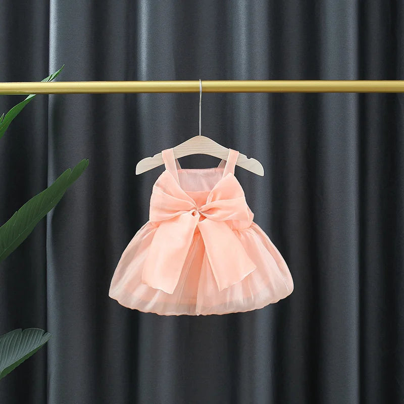 Summer New Wedding Party Baby Girl Princess Dress, Sweet Bow Children'S Clothing For 9 Months To 3 Years Old