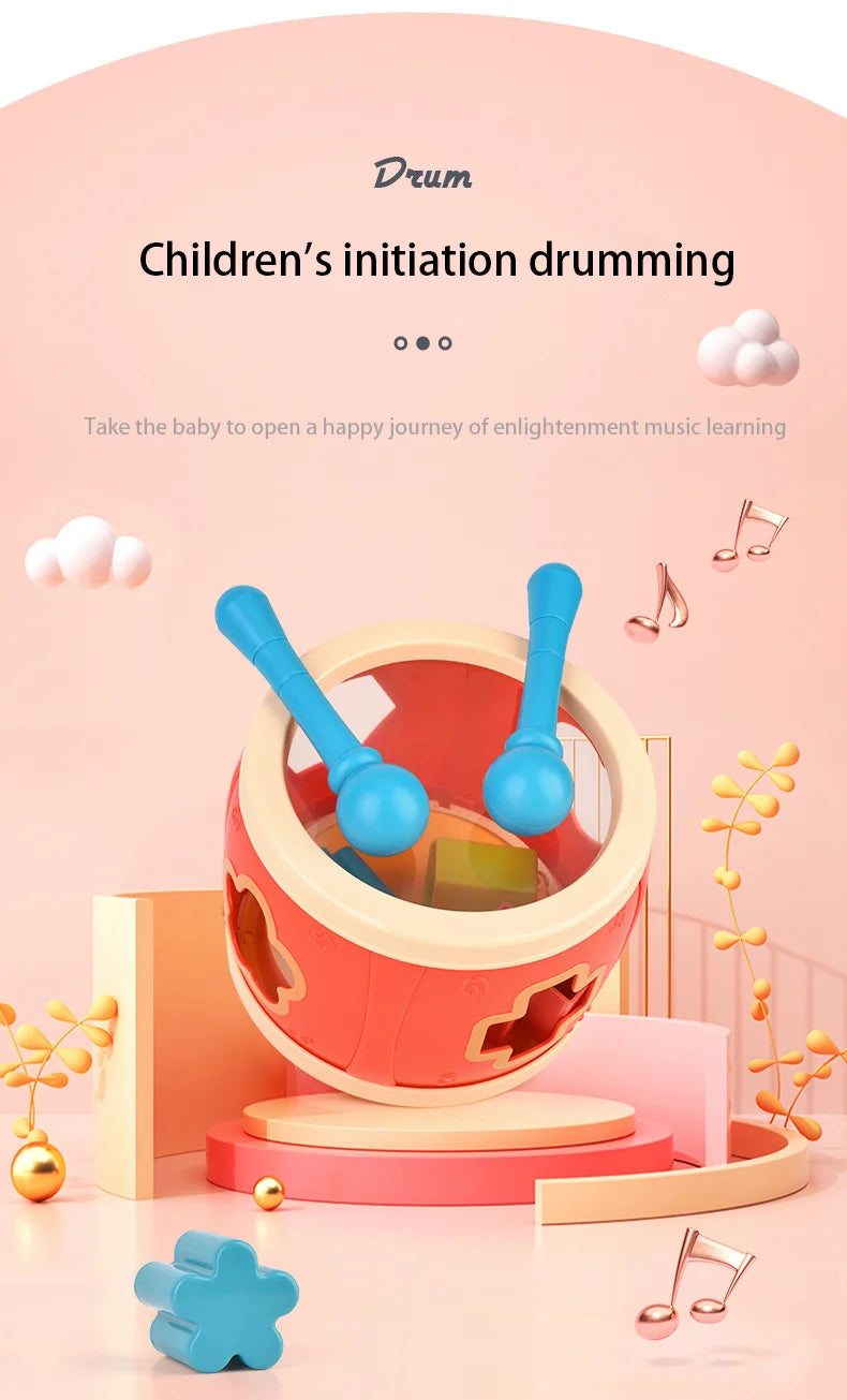 Baby Drum Colorful Rolling Drum Musical Instrument Toy For Toddlers Preschool Educational Toy Rhythm Sound Music Learning Gift