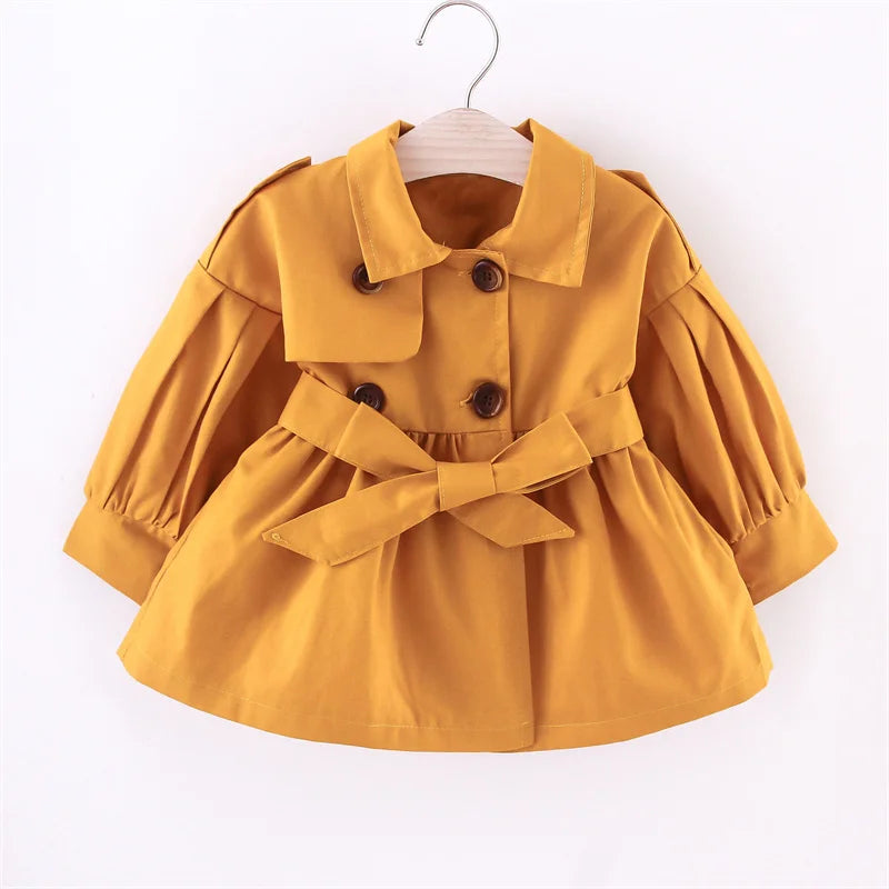 (0-3 Years Old) New Korean Style Baby Girl Coat For Spring And Autumn, Simple Solid Color Children'S Long Sleeved Clothes