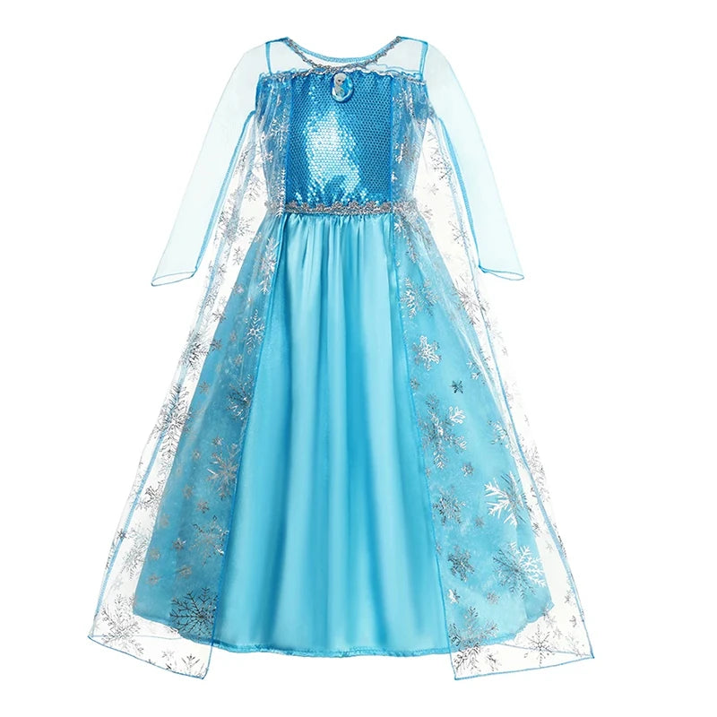 Girl Elsa Anna Dress Princess Costume Snow Queen Dress Baby Halloween Ariel Carnival Clothes Kids Cosplay Clothes Party Clothing