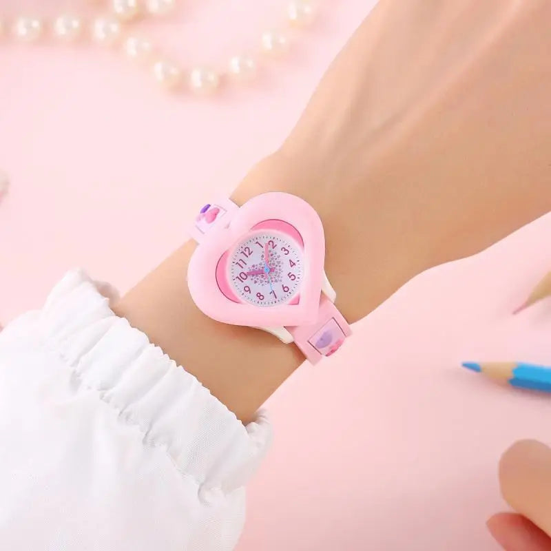 New Fashion Heart shaped Children's Love 3D Cartoon Watch Children's Learning Watch