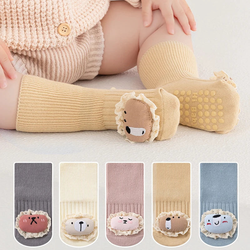 3/5 Pairs Baby Non Slip Floor Socks Cute Cartoon Design Anti slip Socks For Newborn Indoor Activities Toddler Socks Accessories