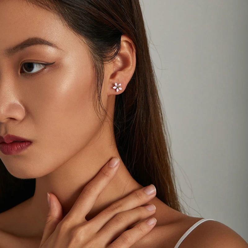 Bamoer 925 Sterling Silver Luxury Girl Earrings Rainbow Butterfy Cute Fancy Funny Ear Stud Original for Women Party Fine Jewelry