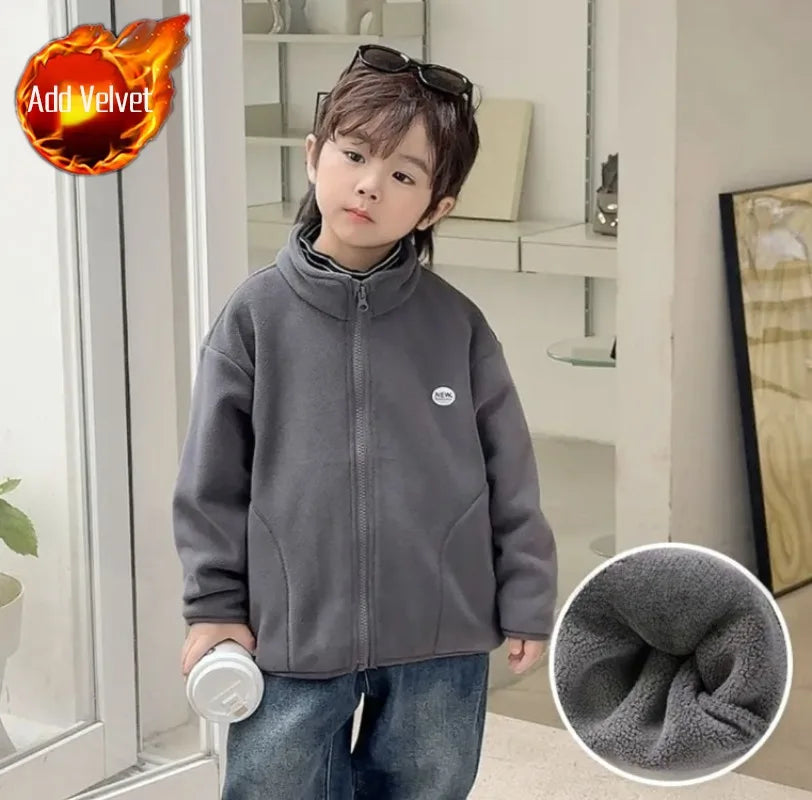 Kids Girls Boys Baby Mid-Large Size Autumn-Winter Polar Fleece Layering Jacket Fleece Sweatshirt Top