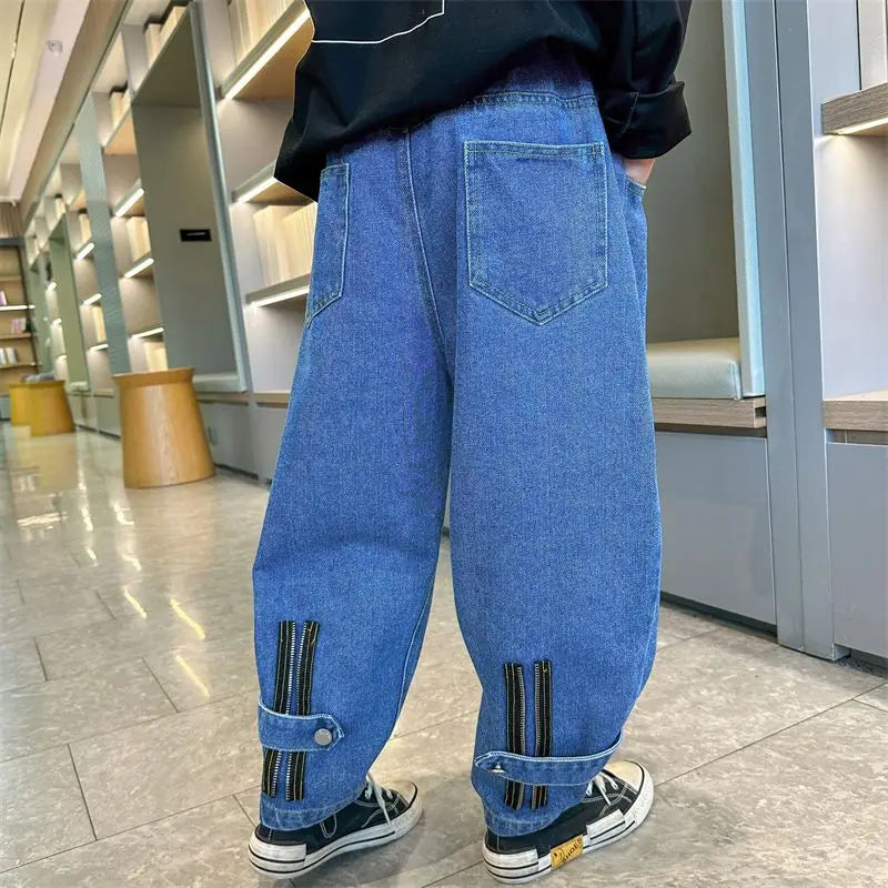 2025 New Boys' Denim Jeans 2025 Trendy Tween Boys Casual Long Pants Boys' Relaxed Fit Jeans Hot Sale