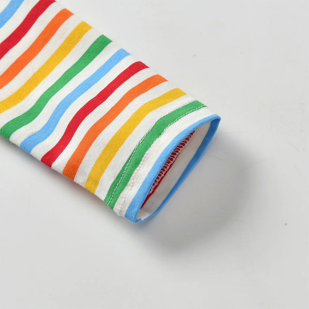 VIKITA Kinder Baumwoll-Freizeitkostüme Kleinkinder Herbst Frühling Minikleid Kinder Blumen Puppenmuster Regenbogen Prinzessin Alltagskleidung