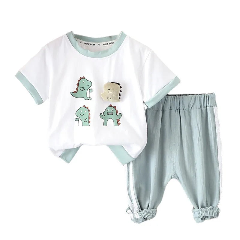 New Summer Baby Girl Clothes Suit Children Boys Cartoon T-Shirt Shorts 2Pcs/Sets Toddler Casual Cotton Costume Kids Tracksuits
