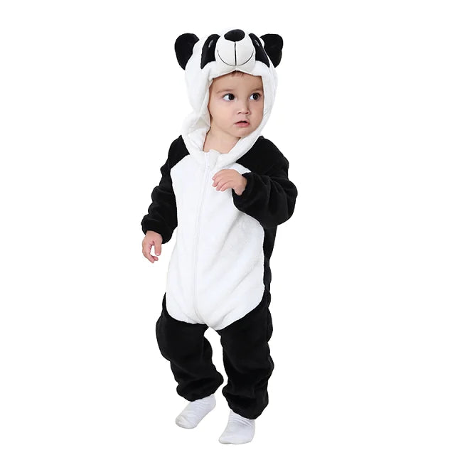 MICHLEY Halloween Costume Infant Baby Clothes Rompers Winter Flannel Hooded Bodysuits Pajamas Animals Overall Jumpsuit For Bebe