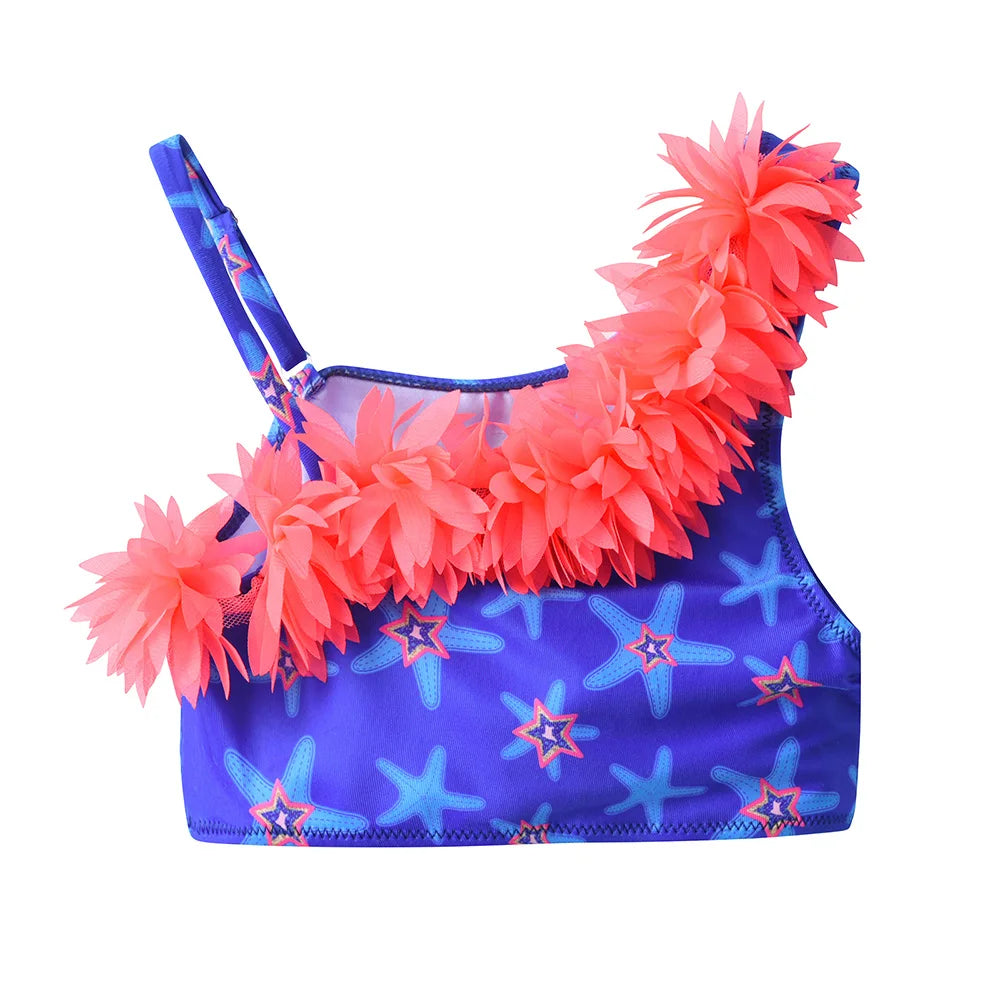 VIKITA Teenagers Girls Close-fitting Elastic Starfish Swimsuit Girls Split Two-pieces Swimwear Children Fashion Bikini Sets