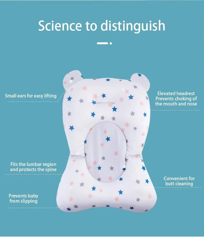 PANGDUBE Baby Bath Seat Newborn Bathtub Cushion Adjustable Support Pad with Non-Slip Mat 0-12 Months Shower Safety Float