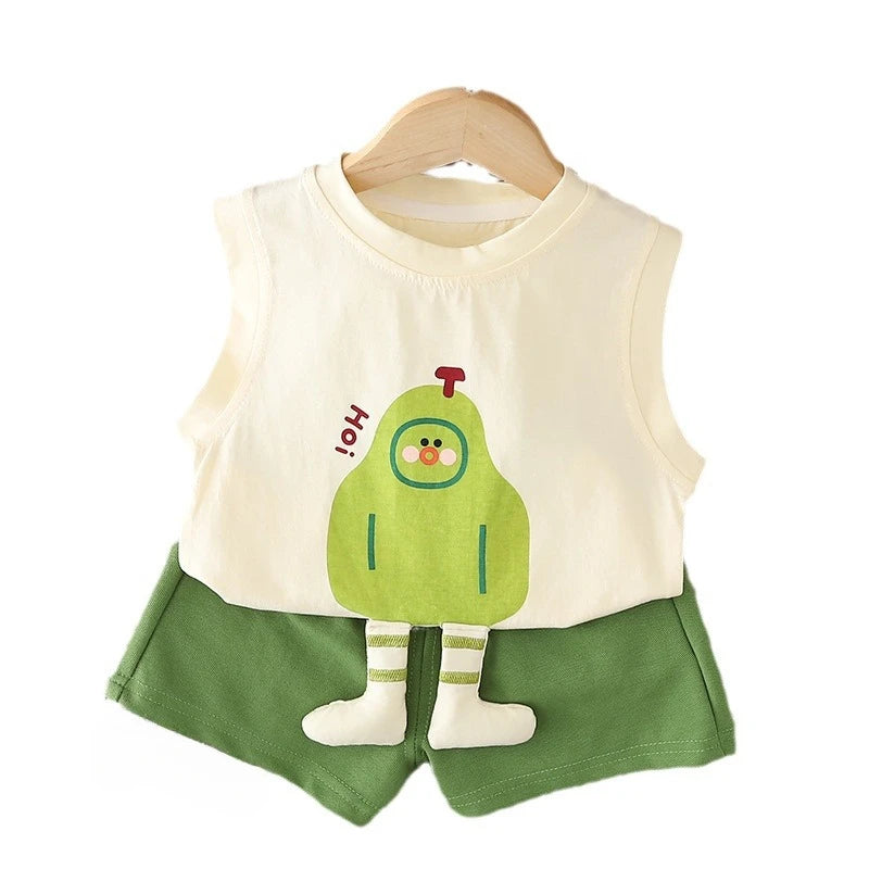 New Summer Baby Girls Clothes Suit Children Boys Fashion Vest Shorts 2Pcs/Sets Kids Clothing Infant Costume Toddler Tracksuits
