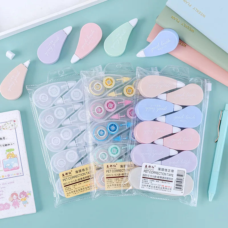 6Pcs/Set Correction Tapes Altered Tools Transparent Visible Stationery Cute Boy Girl Portable Mini Tape Set School Office Supply