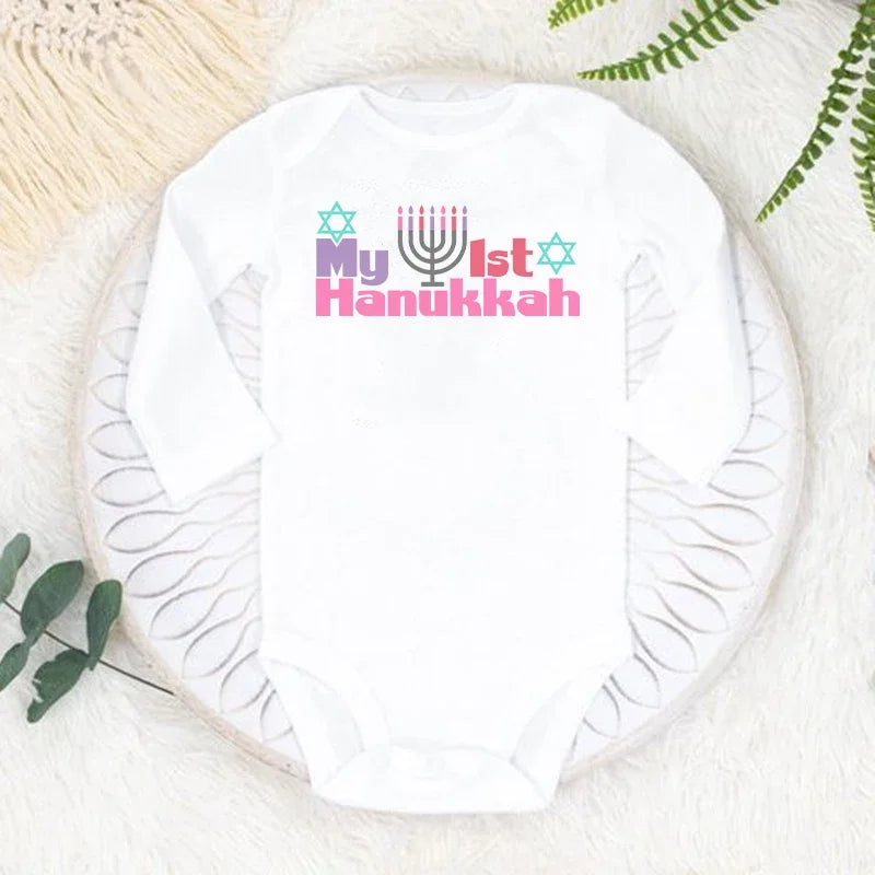 My 1st Hanukkah Chanukah Newborn Bodysuits Happy Hanukkah Baby Rompers Infant Body Long Sleeve Jumpsuit Clothes