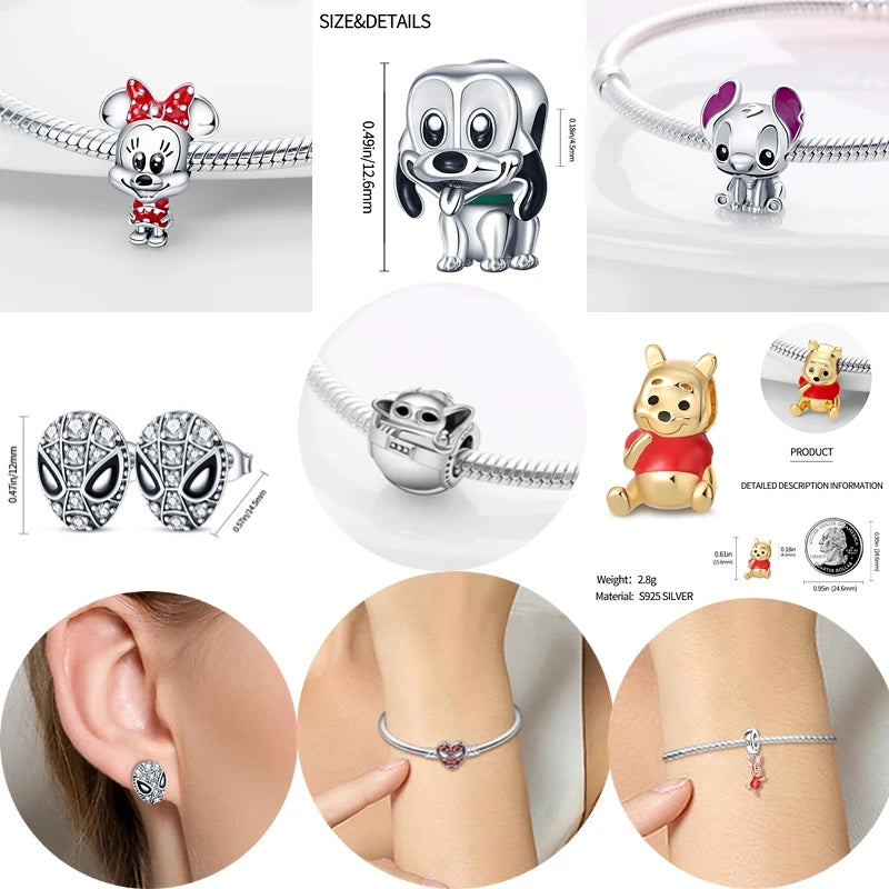 100% 925 sterling silver Marvel series Disney Charm Beads suitable for original DlY bracelets, women's jewelry gifts