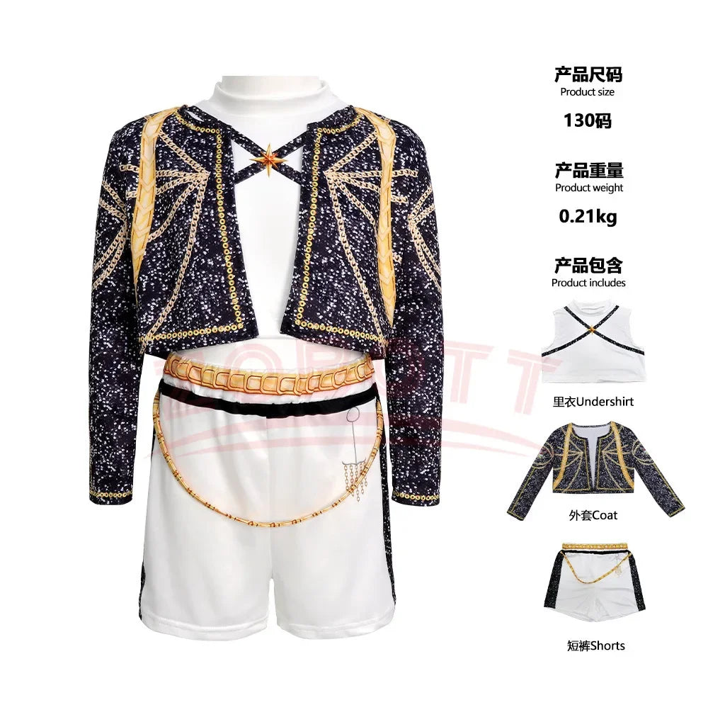 2025 NEW Kpop Demon Hunter Anime Movie Kids Cosplay Rumi Zoey Mira 3D Print Costume Suit Clothes KPop Rumi Zoey Cosplay Outfit