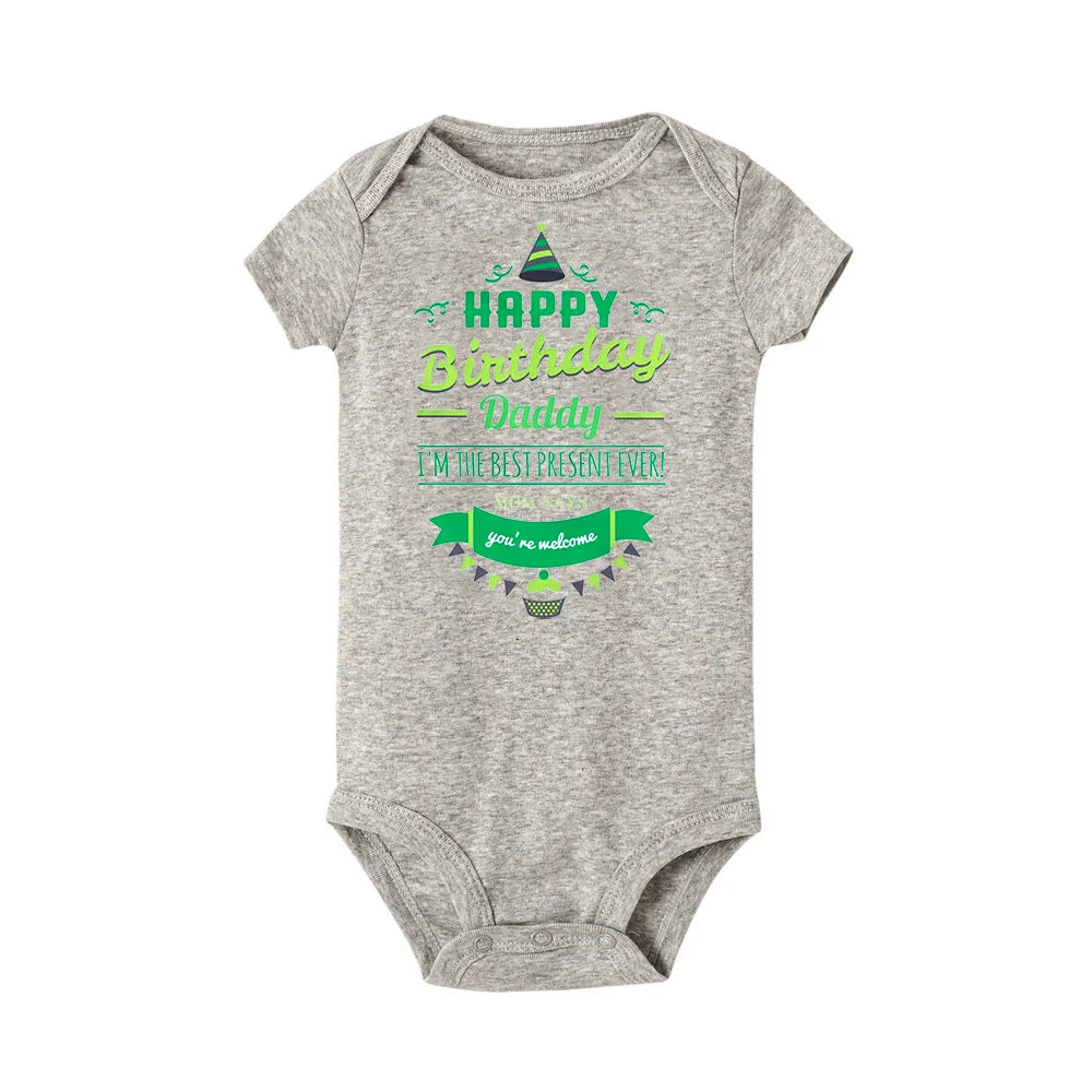 Happy Birthday Daddy Newborn Baby Bodysuit Gender Neutral Baby Stuff Infant Clothes Twins Outfit Romper Father Birthday Present