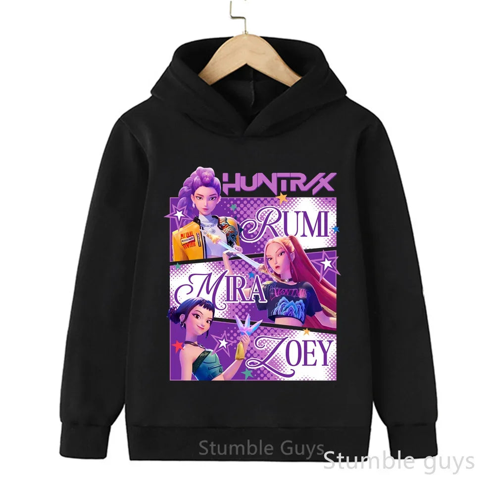Fashion Casual Kpop Demon Hunters Hoodie Set Boys Girls Kids Autumn Anime Sweatshirts Trucksuit Wear
