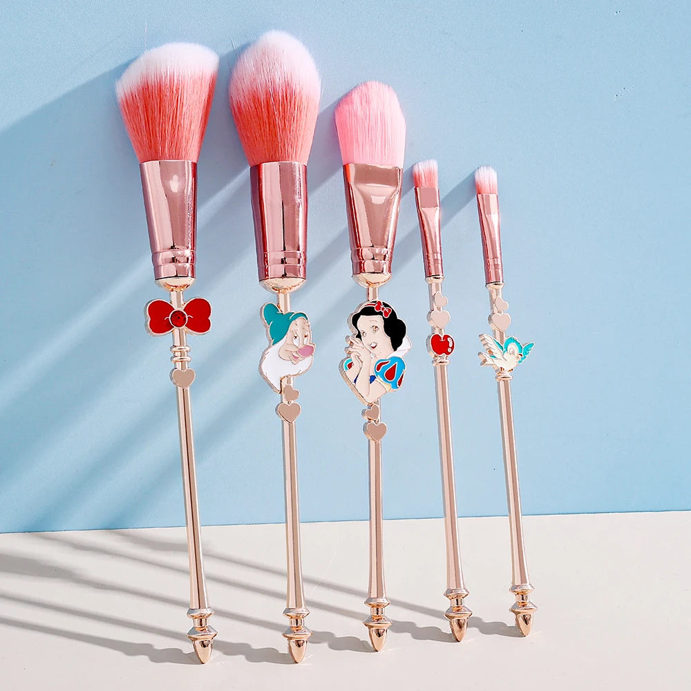 5pcs princess style, Snow White makeup brush set, Disney princess series cartoon eye shadow brush, fashion makeup tools