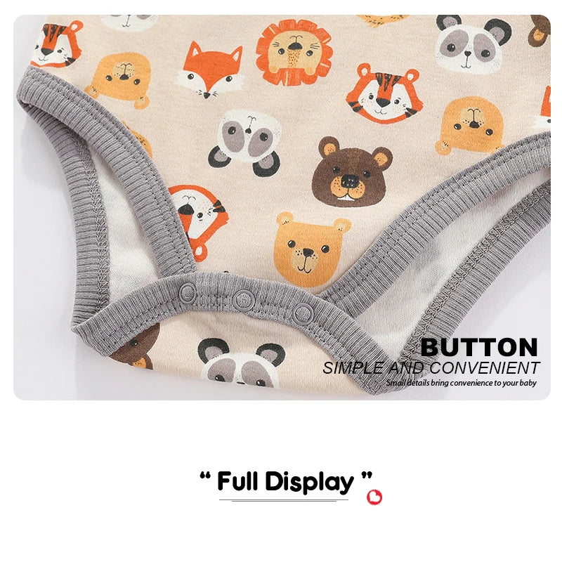 Kiddiezoom unisex 4-piece fashionable cartoon summer 100% pure cotton boys and girls jumpsuit newborn jumpsuit set